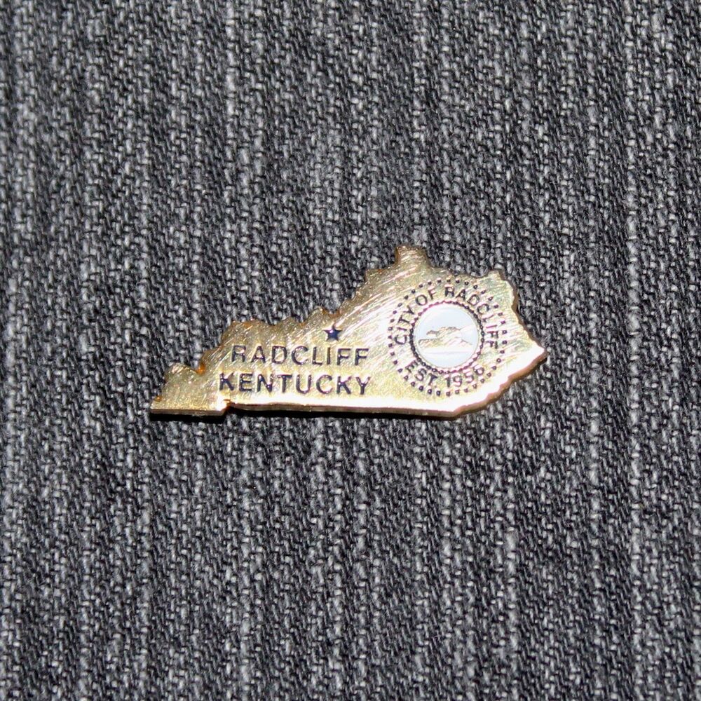 Radcliff Kentucky Pin state silhouette gold color tank military